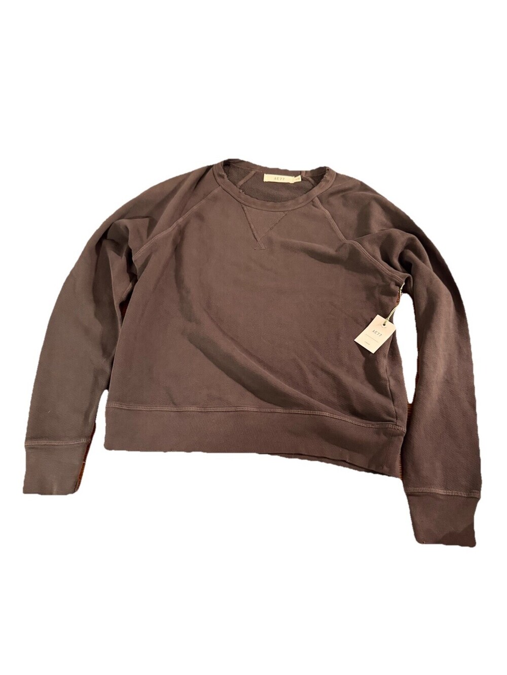 AE77 Premium Raglan Sustainable Sweatshirt Black Small New With Tags Cotton